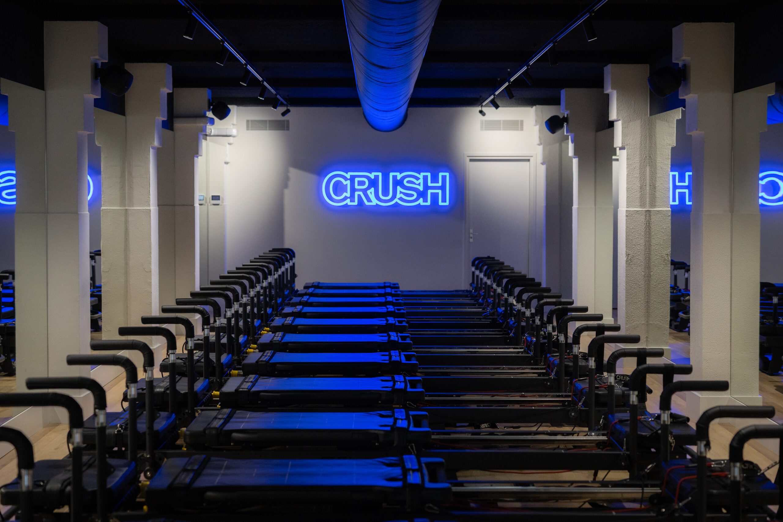 The reformer studio with its blue CRUSH sign in Haarlem